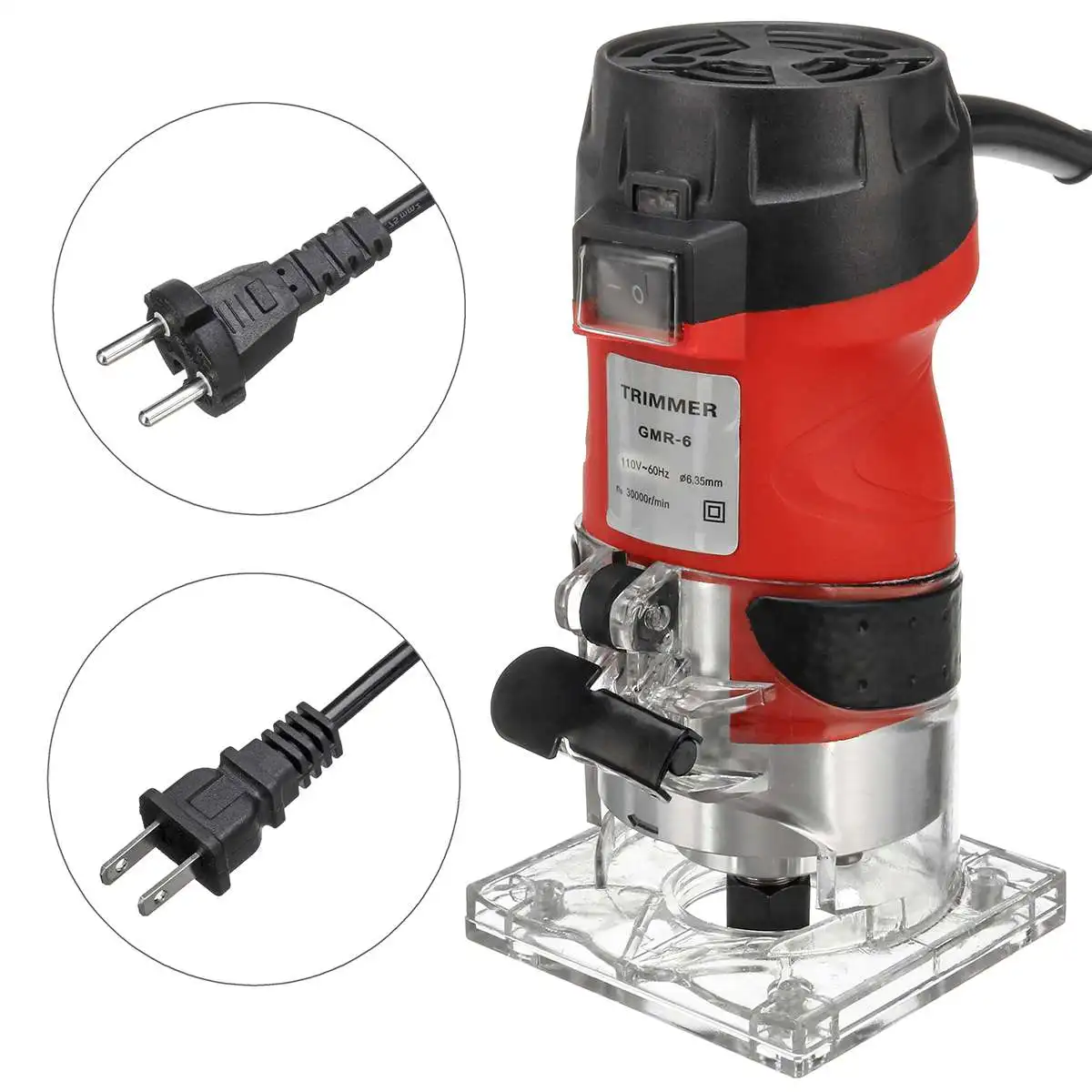 220V/110V Electric Hand Trimmer 1/4inch Wood Laminator Router Trimming Carving Milling Machine DIY Wood Woodworking Power Tools