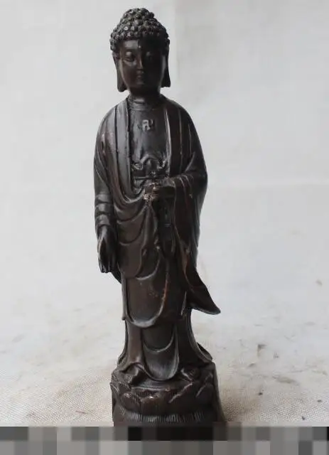 

S5215 9" Tibet Buddhism Bronze Station Shakyamuni Amitabha Buddha Sakyamuni Statue