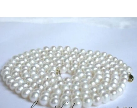 

FREE shipping>>>>n425 Chic 50" 8mm white round freshwater pearls necklace 6.07