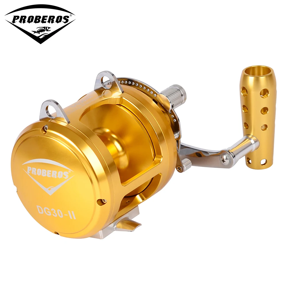 

PRO BEROS Jigging Reel Boat Aluminum CNC Machined 2-Speed Fishing Reel Lever Drag Big Game Trolling Reel