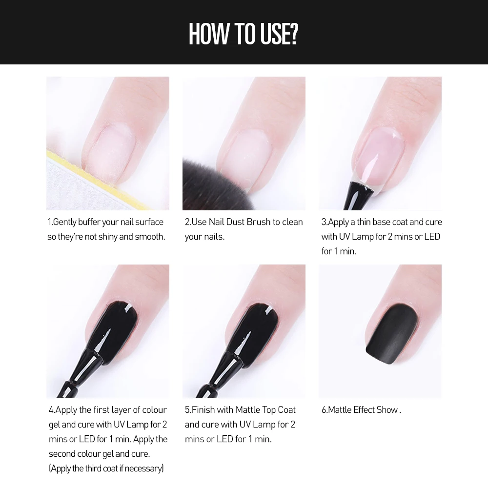 Modelones 10ML Matte Top Coat UV Nail Gel Varnish Matte Effect Art Manicure Gel Soak Off 5