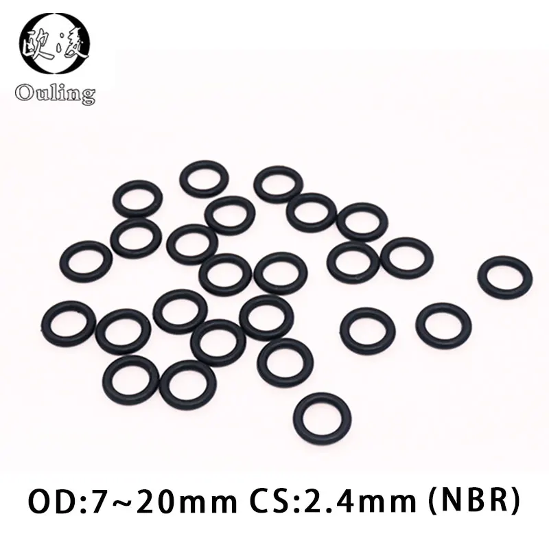 

50PCS/lot Rubber Ring NBR Sealing O-Ring 2.4mm Thickness OD7/8/9/10/11/12/13/14/15/16/17/18/19/20mm O Ring Seal Gasket Washer