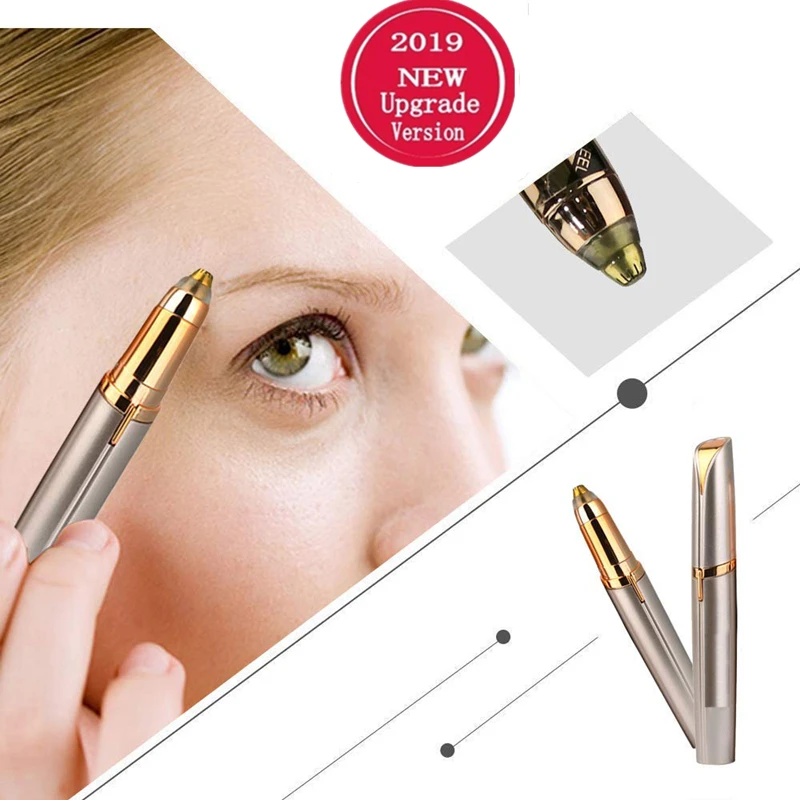 

Electric Eyebrow Trimmer Mini Painless Eye Brow Epilator Lipstick Brows Hair Remover With LED Light OPP Package Without Battery