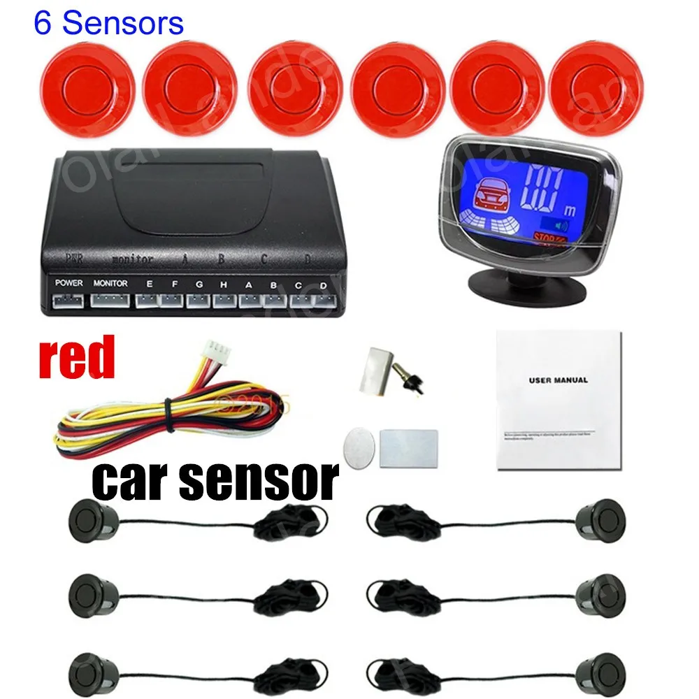new arrival 6 Sensors Buzzer LCD display monitor car Parking Sensor Kit