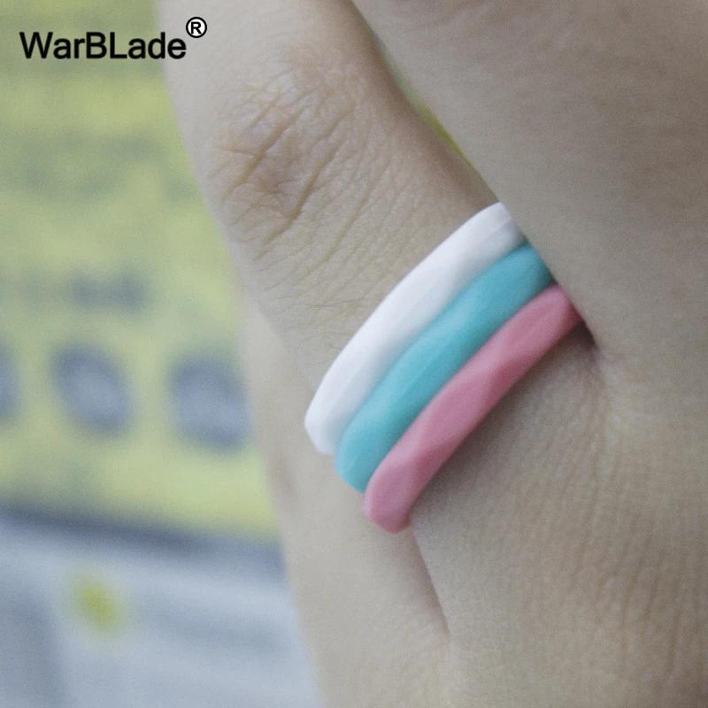 WarBLade 3mm Diamand Silicone Rings Hypoallergenic Flexible For Women Wedding Rubber Bands Food Grade FDA Silicone Finger Rings