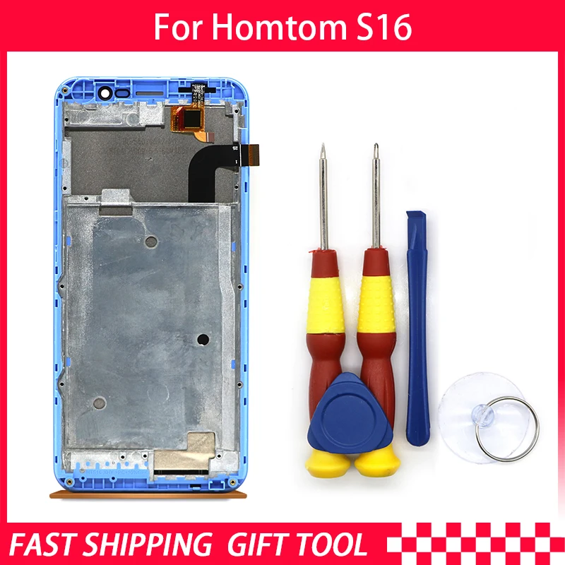 

New Touch Screen LCD Display For HOMTOM S16 Digitizer Assembly With Frame Replacement Parts+Repair Tool