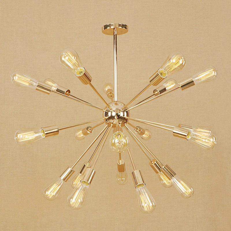 

Fast shipping European modern style golden satellite hanging pendant light lamp droplight gold iron pipe tube light pendant lamp