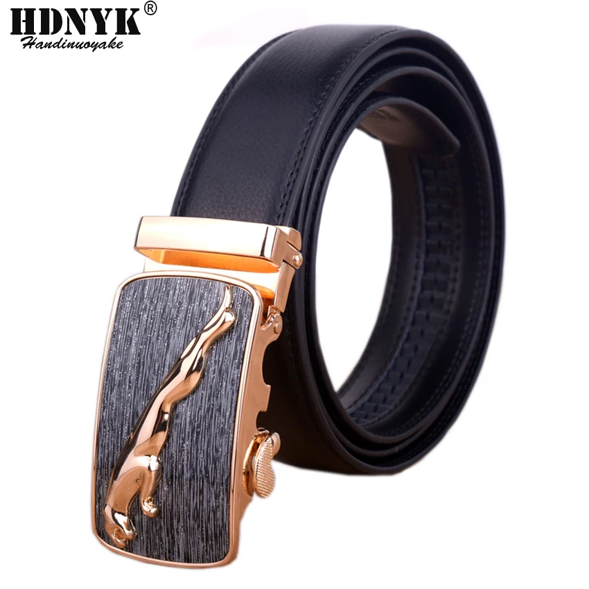 Buy New Brand Leather Belts For Men Jaguar style Automatic Buckle Length 110
