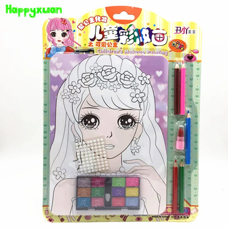 

Happyxuan Makeup Children Princess DIY Drawing Toys Craft Children Coloring Kids Education Learning Gift Birthday For Girls