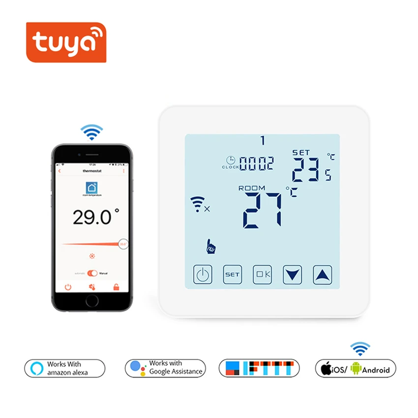 

Thermostat WiFi Smart Temperature Controller for Electric Floor Heater 16A TUYA Smart Digital Heater Thermostat Programmable