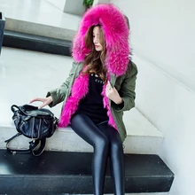 Зима Fox Мех животных съемная подкладка большой енот капюшон Отделка пальто be1530 EMS