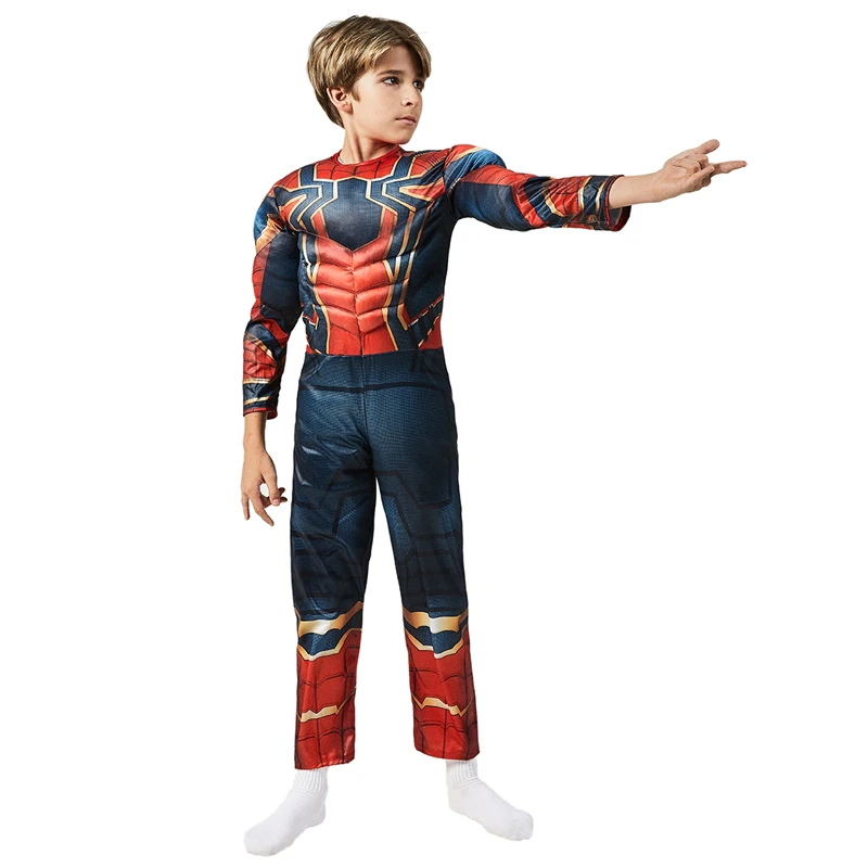 

Child Marvel Iron Spiderman Kids Muscle Role Playing Funny Jumpsuit Superhero Cosplay Carnival Costume