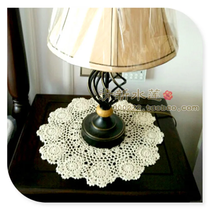 

zakka 2016 new arrival 40cm round 100% natural cotton crochet lace doilies for home decoration with real touch flower forwedding