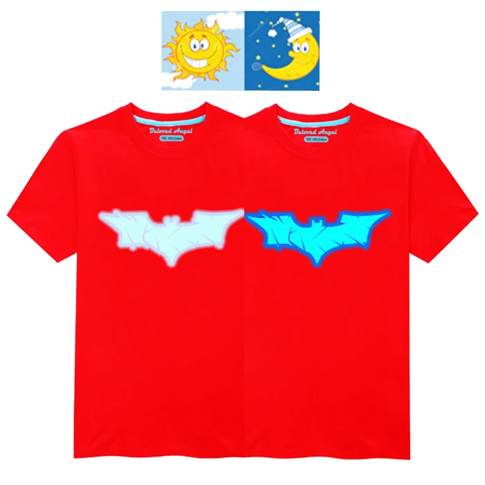 Светящаяся футболка с короткими рукавами для мальчиков, футболка с человеком-пауком, рождественские топы для девочек-подростков, размеры от 3 до 15 лет, футболки для маленьких мальчиков - Цвет: Batman