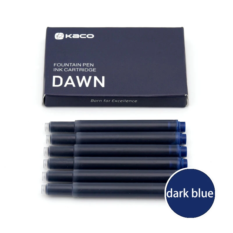 Kaco 6 шт. длинный чернильный картридж большой емкости черный синий темно-синий красный перьевая ручка чернильные картриджи 1 коробка офисные принадлежности - Цвет: Dark blue ink
