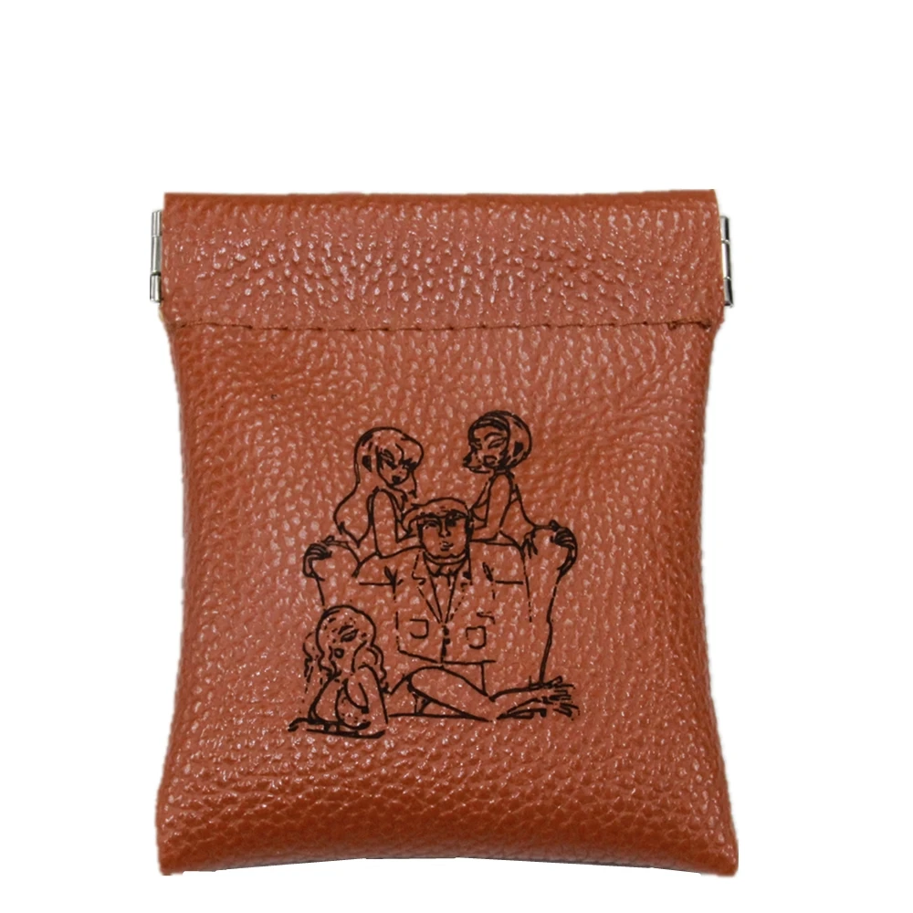 Pu Leather Laser Engrave Funny Pattern Coin Purse Women Men Mini Short