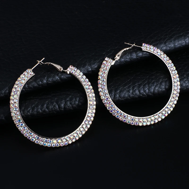 YFJEWE модные большие круглые серьги-кольца для женщин внешний диаметр 60 мм хрустальные круглые вечерние серьги подарок E609