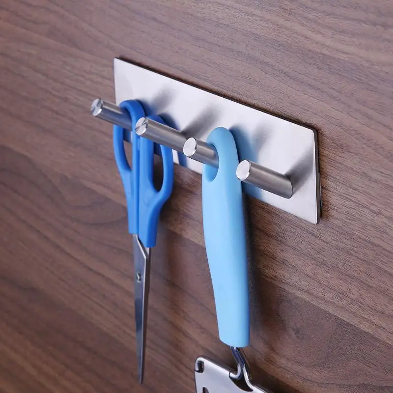 Stainless Steel Self Adhesive Sticky Hooks Wall Hanger Hat Bedroom
