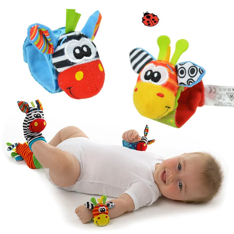 Baby Socks Rattle Toys New Garden Bug Wrist Rattle Foot Socks Multicolor 2pcs Waist+2pcs Socks=4pcs/lot Meias Free Shipping