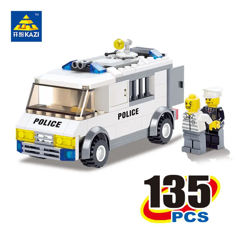

Kazi Prisoner Transport Blocks City Police Prison Van 135pcs Bricks Building Blocks Sets Education Toys For Children