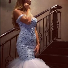 Роскошные Кристальные платья для выпускного вечера с открытыми плечами, милое свадебное платье со шлейфом, блестящие вечерние платья