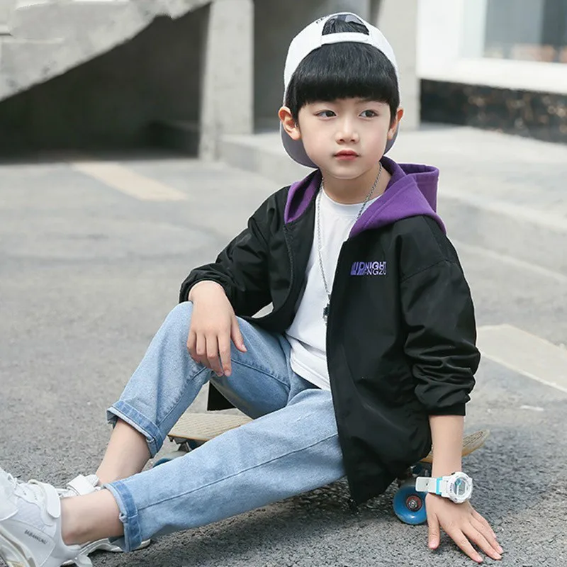 

Children Boys Outwear Coats New 2019 Spring autumn clothing Fashion Windproof Hooded Jackets For 3-13y Boys Kids Sport Clothes