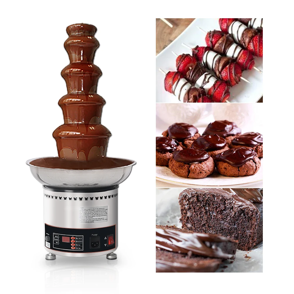 5 Tiers Chocolate Fountain Stainless Steel For Hotel Commercial Fondue Party 4kgs Chocolate Fountain 110V/220V/240V 5 Tiers Chocolate Fountain Stainless Steel For Hotel Commercial Fondue Party 4kgs Chocolate Fountain 110V/220V/240V