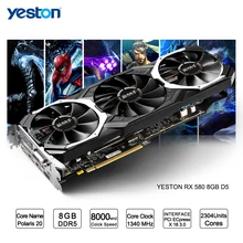 Yeston Radeon RX 580 GPU 8GB GDDR5 256 bit Gaming Desktop computer PC Video Graphics Cards support DVI/HDMI