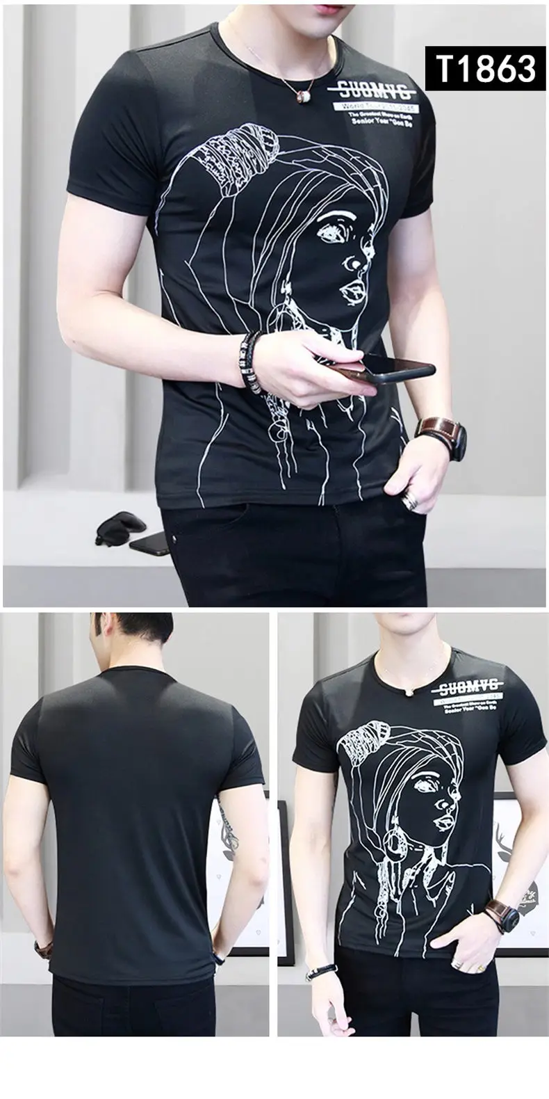 8Colors T-Srhits Men Summer Ice Silk Men T shirts Male Fashion Short Sleeve Undershirt Man Tees Tops 2019 New Arrival Fitted 4XL 09