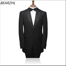 Мужской тонкий модный костюм 2 шт. смокинги одежда жениха черные костюмы для ужина