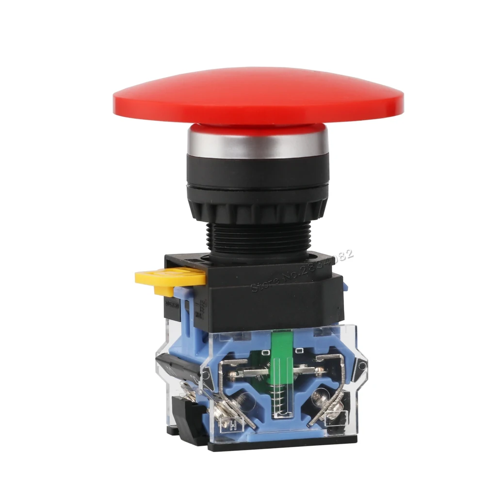 1PCS Red Self Reset 22MM 1 Normally Closed Mushroom Head Momentary Push Switch