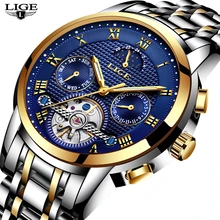 New 2018 LIGE Brand Watch Men Top Luxury Automatic Mechanical Watch Men Stainless Steel Clock Business Watches Relogio Masculino