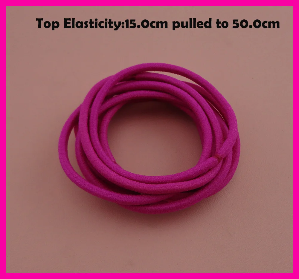 50PCS 3mm Top Elasticity Fushia Elastic Ponytail Holders rope with gluing connection,seamless