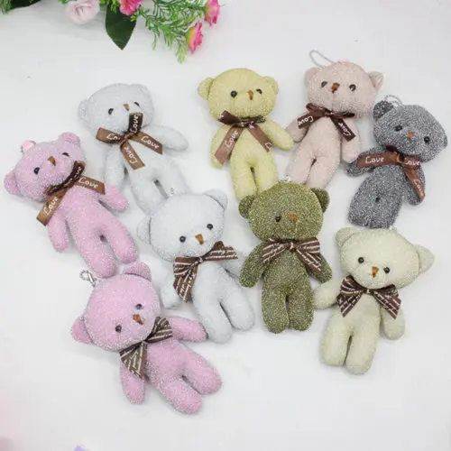 Bright silk bow tie, teddy bear doll, big head bear bag pendant, DIY creative mobile phone shell accessories, baby clothes, hats, shoes accessories, wedding promotion gifts 6