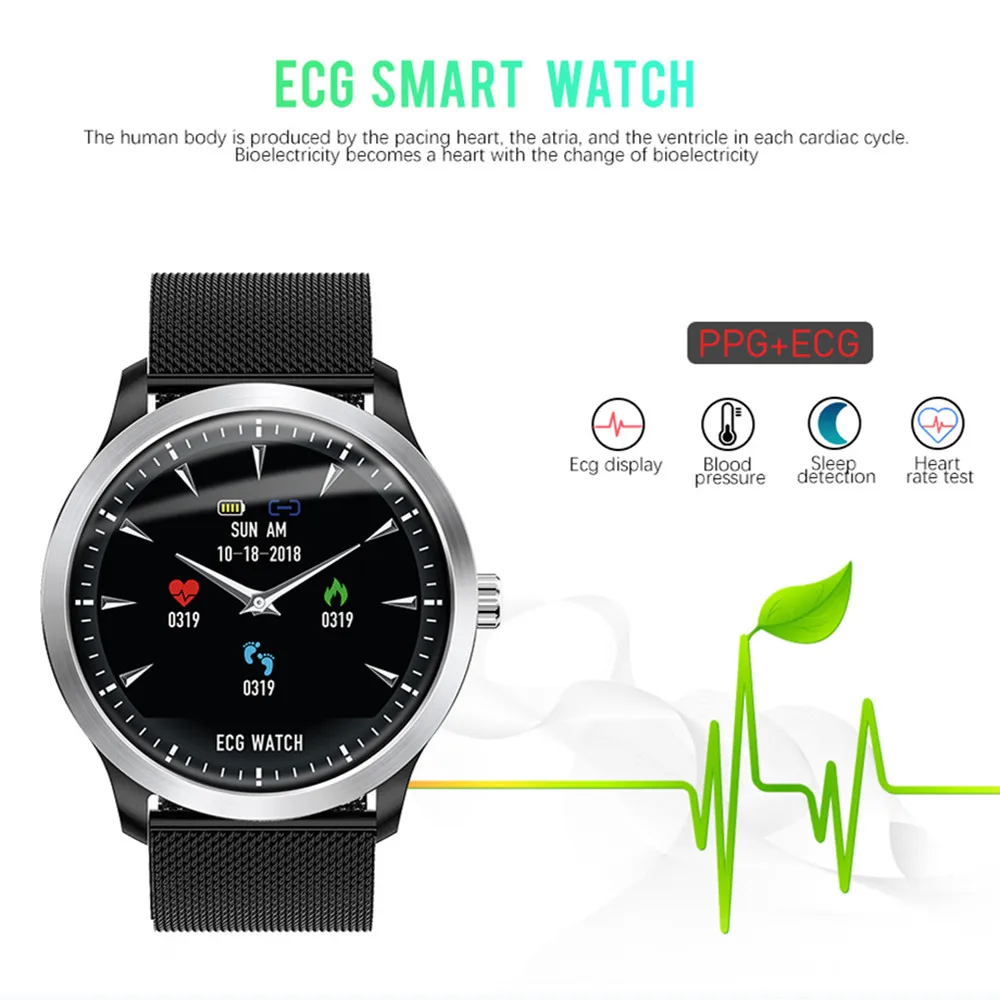 Beseneur ECG Смарт часы PPG монитор сердечного ритма Bluetooth кровяное давление умные для