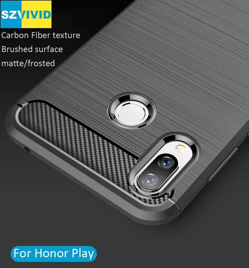 Чехол из углеродного волокна для Huawei Honor Play матовая защитная накладка ТПУ |