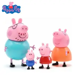 Peppa Pig A Семья 4 фигурку Джордж страница папа мама Куклы оригинальный аниме ребенок Образование игрушка Дети подарок на день рождения