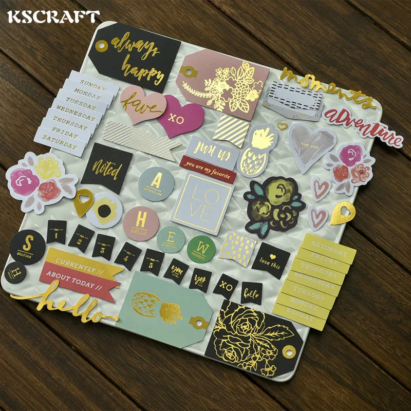 

KSCRAFT 50pc Workday Labels Cardstock Die Cuts for Scrapbooking Happy Planner/Card Making/Journaling Project