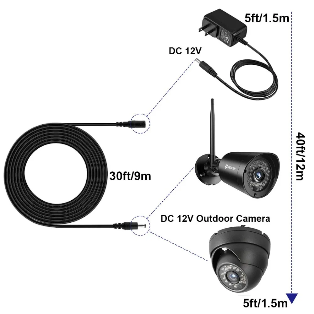  DC12V Extension Cable Connector 10FT 20FT 30FT Universal Power Cord Adapter 5.5mmx2.1mm For LED Str - 33004314580