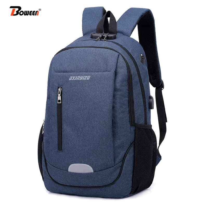 

Charge USB school bags for teenage boy Anti Theft Lock backpack men schoolbag large black University high school bookbag 2019