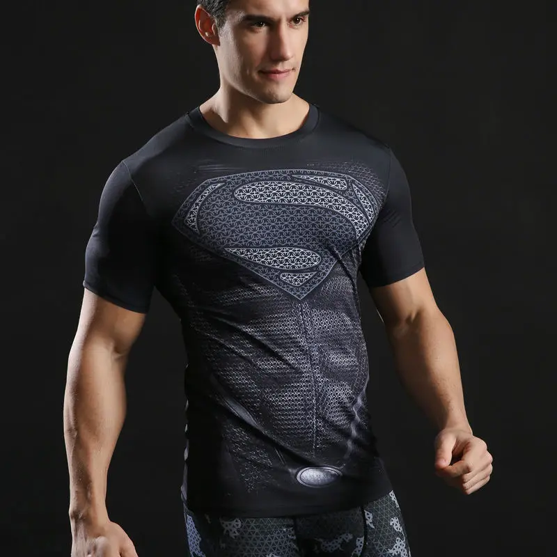 Футболка pour hommes Compression Haut gym super heros Мстители Marvel Muscle|Футболки| |