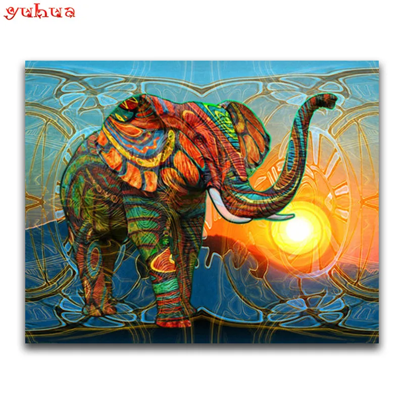 Full Square Diamond Mosaic Cross Stitch Elephant Wall Art Painting DIY 5D Diamond Embroidery Sets Needlework Craft Gift_