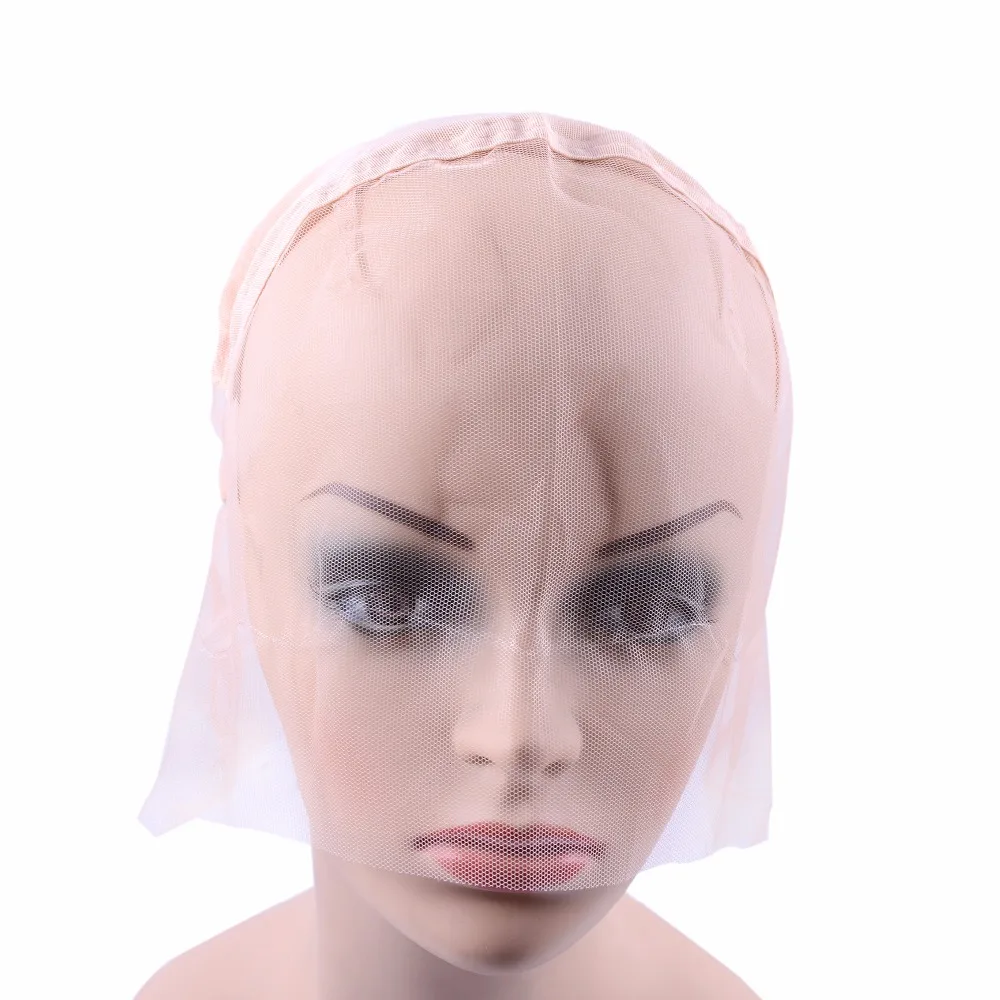 1Pc Beige Full Lace Wig Cap Base For Making Full Hand Made Wigs With Adjustable Straps Glueless Weaving Cap Customize Hairnets