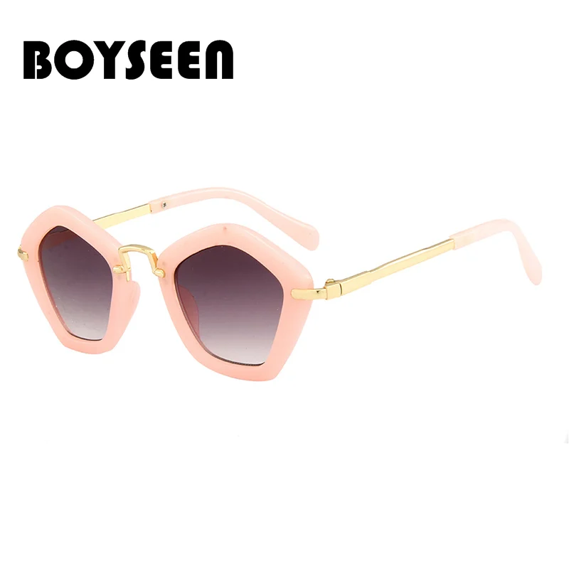 BOYSEEN новинка 2018 модные многоугольные детские солнцезащитные очки металлические