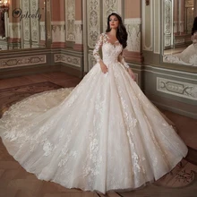 Optcely/Винтажные Свадебные платья трапециевидной формы со шнуровкой длинное платье с кружевом и рукавами со шлейфом, атласные свадебные платья «Принцесса»