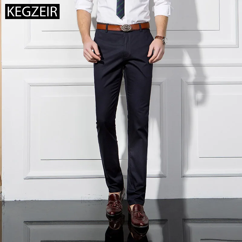 KEGZEIR новые летние мужские деловые брюки брендовая одежда классические повседневные мужские брюки прямые хаки черные мужские брюки