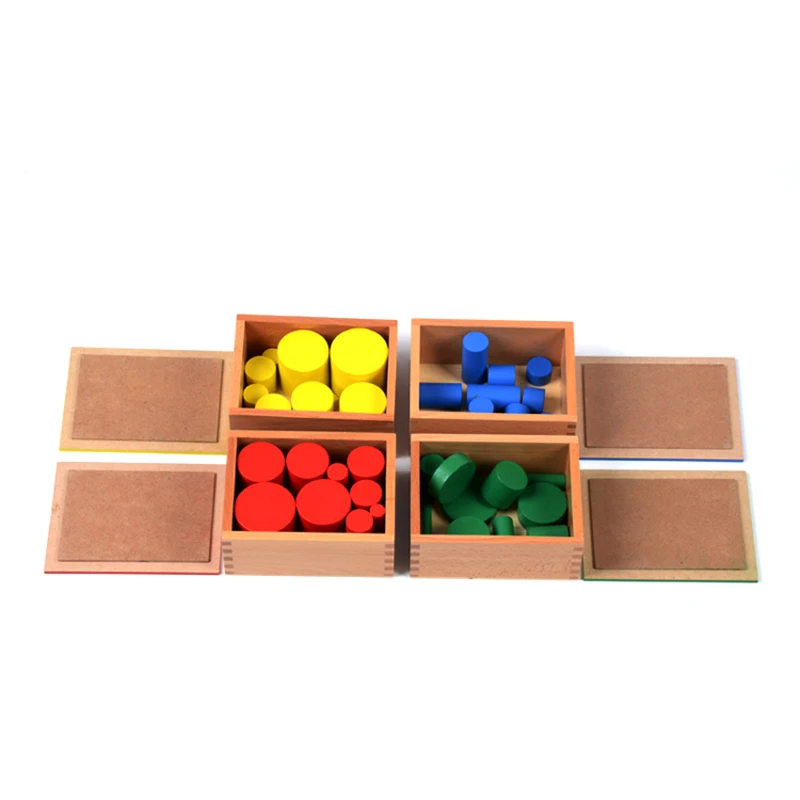 Baby Toy Learning Educational Toys Knobless Cylinders Montessori Wooden 4 Sets of 10 Cylinders Great Gift for Children