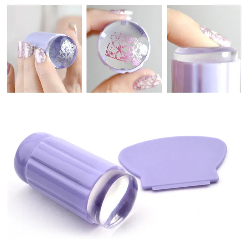 

1pc Silicone Jelly Nail Stamper with Scraper Clear Marshmallow Nail Art Stamper Tool Manicure Nail Stamp Tools