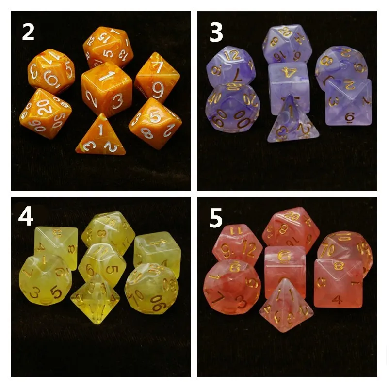 7 шт./лот 8 цветов многогранные игральные кости d & d4 d6 d8 d10 % d12 d20 TRPG набор|Кубики| |