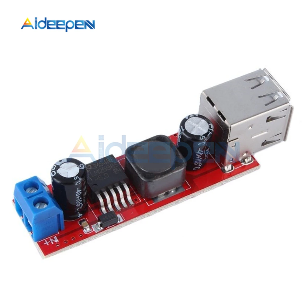 

Double USB Charge DC-DC Step-down Converter Module DC 6V-40V To 5V 3A for Vehicle Charger LM2596 Dual USB
